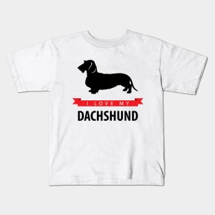 I Love My Wirehaired Dachshund Kids T-Shirt